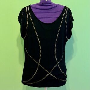 Max Rave Black Top with Metallic Accents